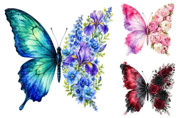 Download Watercolor Floral Butterfly Sublimation - Floral Collection