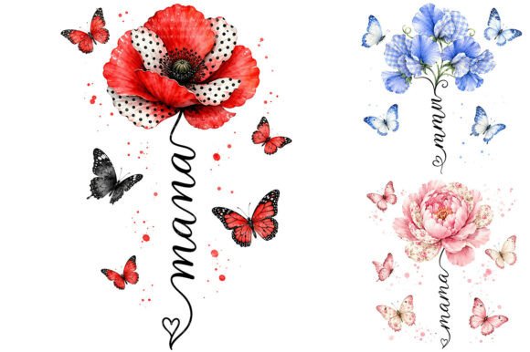 Download Watercolor Floral Butterfly Mama PNG - Floral Collection