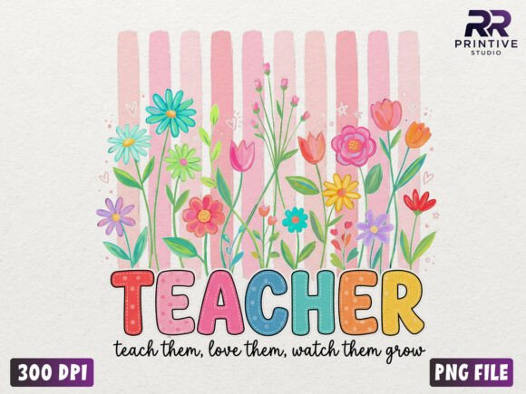 Download Preppy Stripes Teacher Floral Quote PNG - Floral Collection
