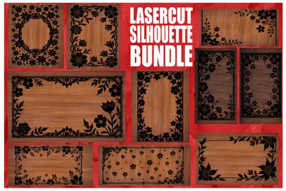 Download Laser Cut Floral Frame Silhouette Bundle - Floral Collection