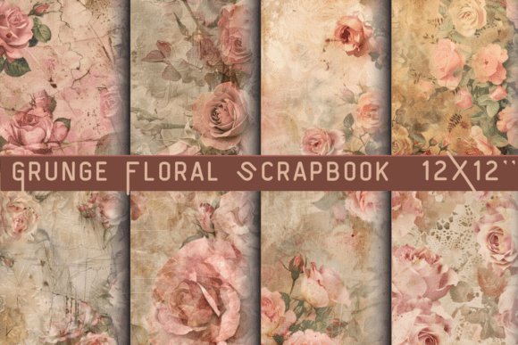 Download Grunge Floral Scrapbook Background - Floral Collection