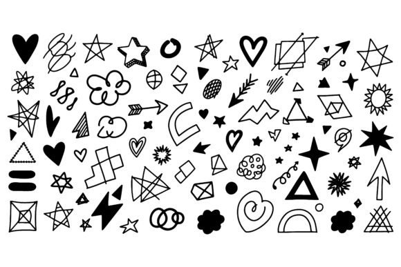 Download Black Hand Drawn Shapes and Symbols Hear - Shape Collection
