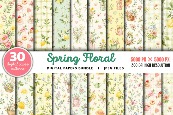 Download Spring Floral Digital Paper Bundle - Floral Collection