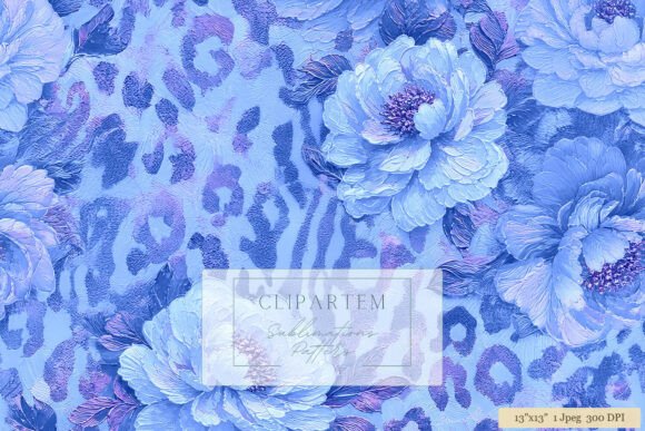 Download Violet Blue Leopard Floral Peony Pattern - Floral Collection