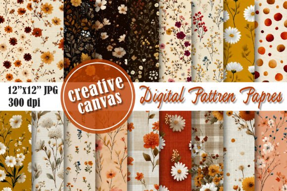 Download Autumn Floral Digital Paper Bundle - Floral Collection