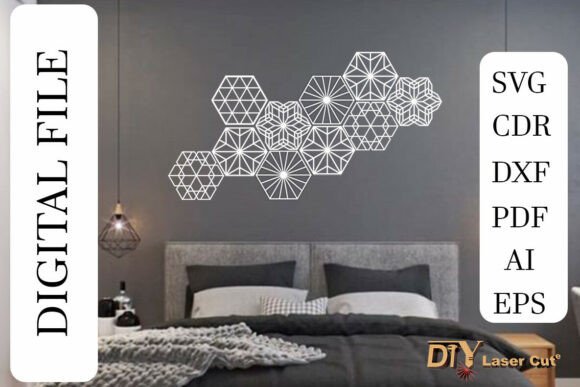Download Geometric Hexagon Wall Art Set of 5 Pcs - Premium Resources
