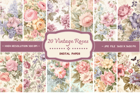 Download Vintage Roses Floral Background - Floral Collection