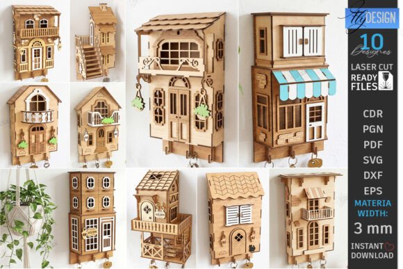 Download House Shaped Organizer Laser Cut Bundle - Shape Collection