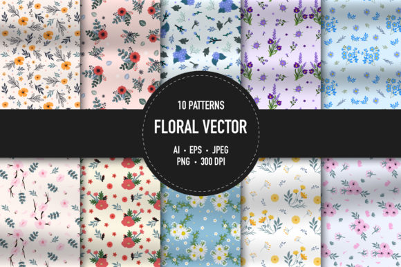 Download 10 Floral Vector Patterns - Floral Collection