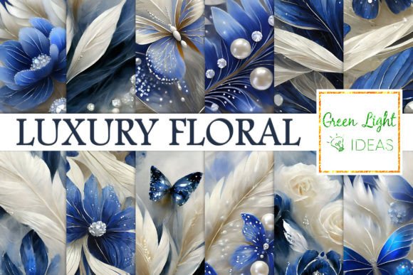 Download Blue and Silver Luxury Floral Background - Floral Collection