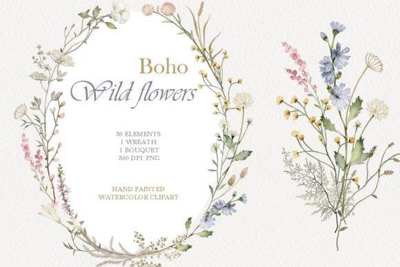 Download Wildflower Watercolor Floral Clipart - Floral Collection