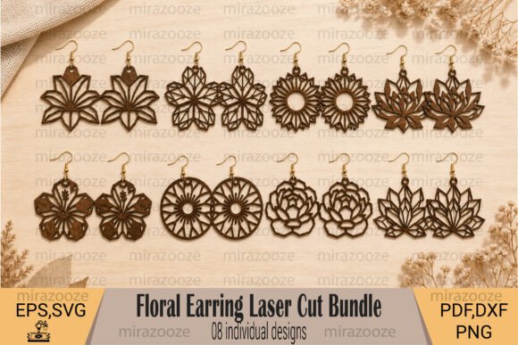 Download Floral Earring Laser Cut Bundle - Floral Collection