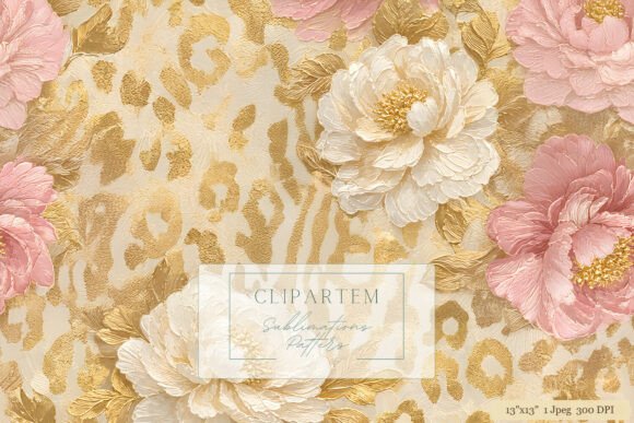Download Pink Gold Leopard Floral Pattern Design - Floral Collection