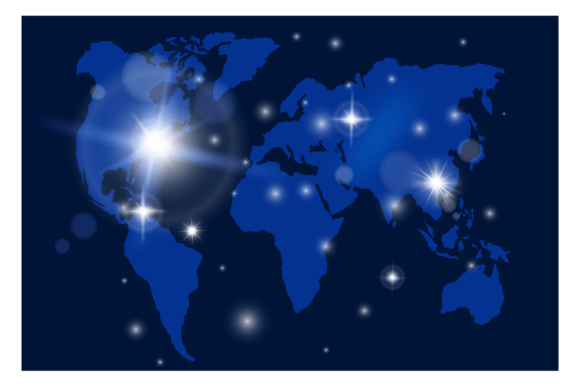 Download World Map with Light Spots. Futuristic B - Premium Bundle