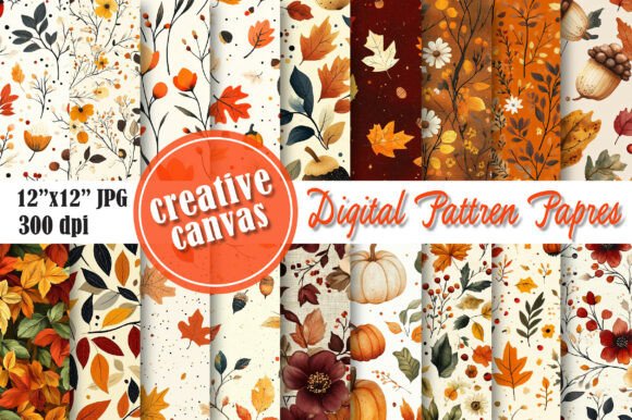 Download Autumn Floral Digital Paper Bundle - Floral Collection