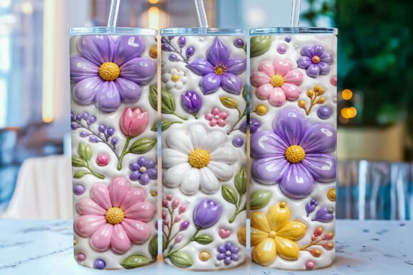 Download Inflated Pastel Floral Tumbler Wrap PNG - Floral Collection