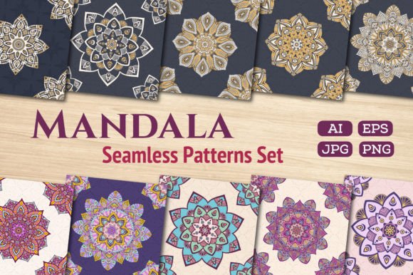 Download Floral Mandala Seamless Vector Patterns - Floral Collection