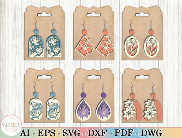 Download Layered Floral Earring SVG Bundle - Floral Collection