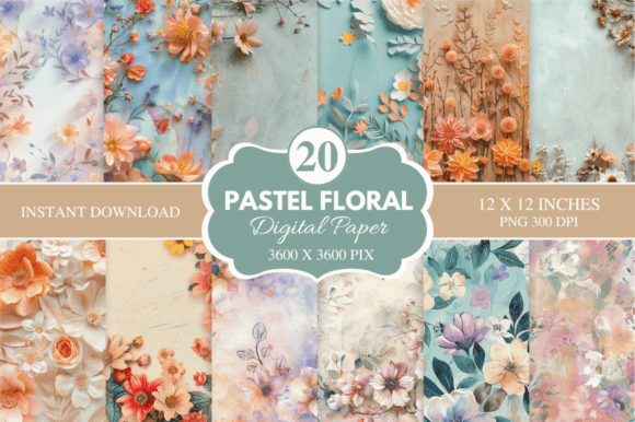 Download Pastel Floral Digital Paper Bundle - Floral Collection