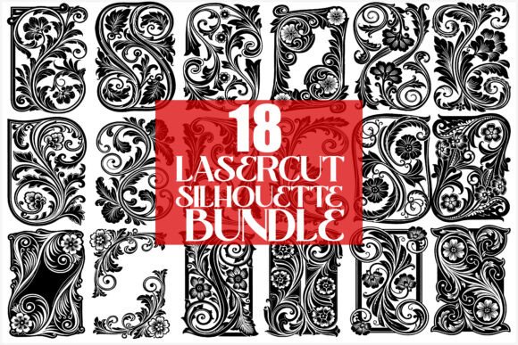 Download Elegant Laser Cut Floral Frames Bundle - Floral Collection