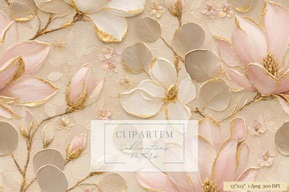 Download Pink Gold Magnolia Floral Pattern - Floral Collection