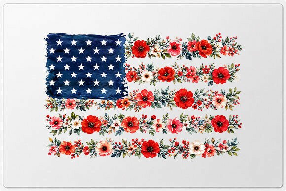 Download Watercolor Floral American Flag PNG - Floral Collection
