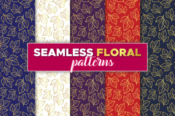 Download Floral Seamless Golden Patterns Bundle - Floral Collection