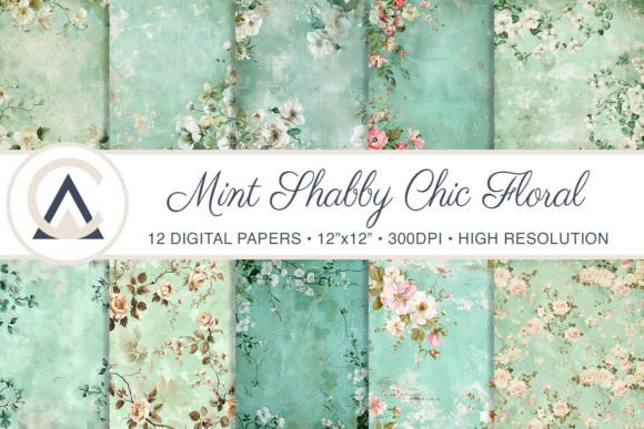 Download Mint Green Shabby Chic Floral Background - Floral Collection