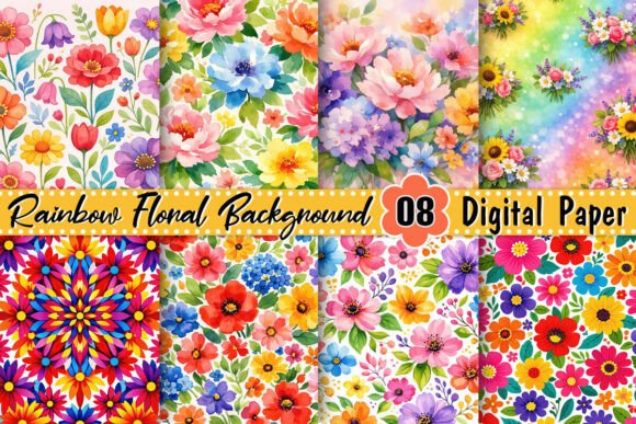 Download Rainbow Floral Background - Floral Collection