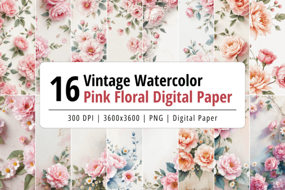 Download Vintage Pink Floral Digital Paper - Floral Collection