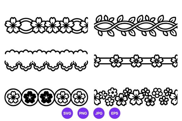 Download Floral Border Line Art Vector Patterns - Floral Collection